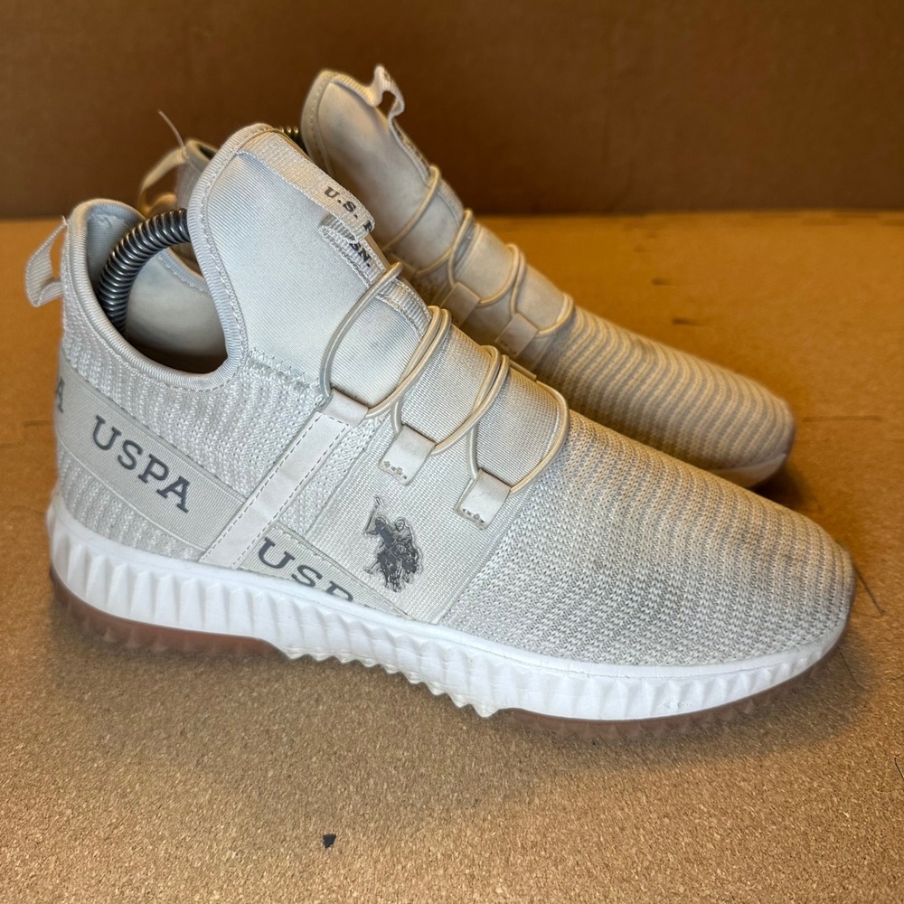 US Polo Assn Miso-WK Womens 7 Sneakers White Knit Slip On Athletic Shoes NW11523